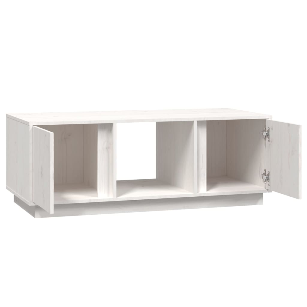 Tavolino da Salotto Bianco 110x50x40 cm Legno Massello di Pino - homemem39