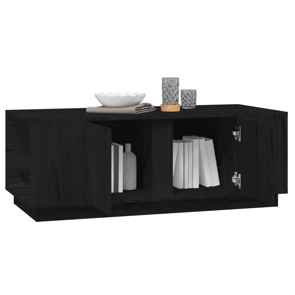 Tavolino da Salotto Nero 110x50x40 cm Legno Massello di Pino - homemem39