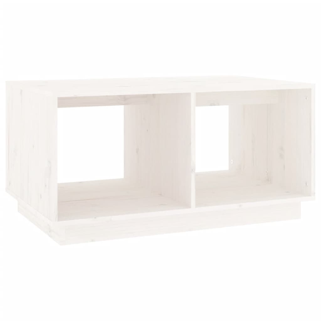 Tavolino da Salotto Bianco 80x50x40 cm Legno Massello di Pino - homemem39