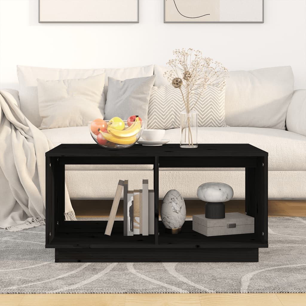 Tavolino da Salotto Nero 80x50x40 cm Legno Massello di Pino - homemem39