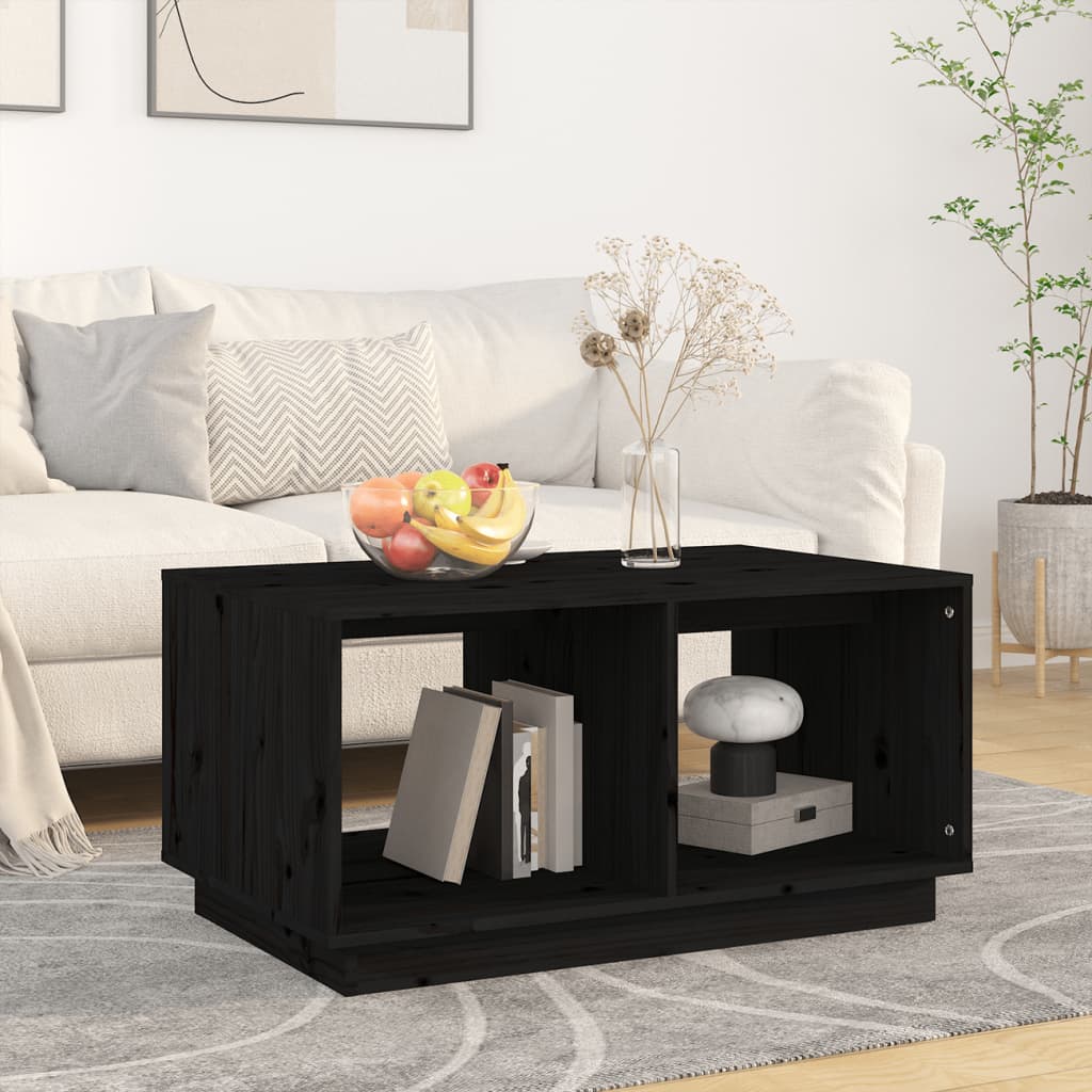 Tavolino da Salotto Nero 80x50x40 cm Legno Massello di Pino - homemem39