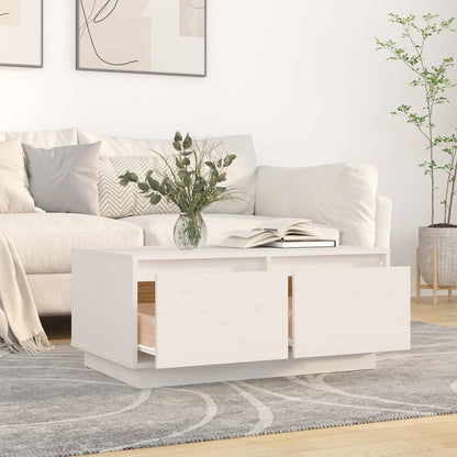 Tavolino da Salotto Bianco 80x50x35 cm Legno Massello di Pino - homemem39