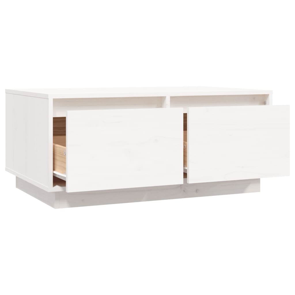 Tavolino da Salotto Bianco 80x50x35 cm Legno Massello di Pino - homemem39