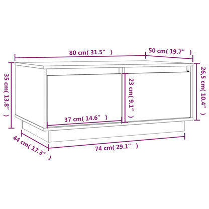 Tavolino da Salotto Bianco 80x50x35 cm Legno Massello di Pino - homemem39