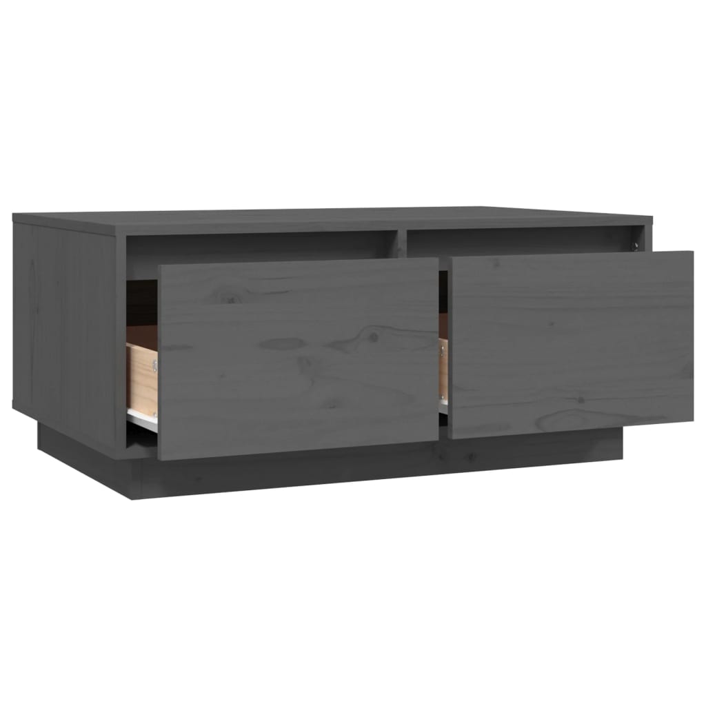 Tavolino da Salotto Grigio 80x50x35 cm Legno Massello di Pino - homemem39