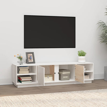 Mobile Porta TV Bianco 156x40x40 cm in Legno Massello di Pino - homemem39