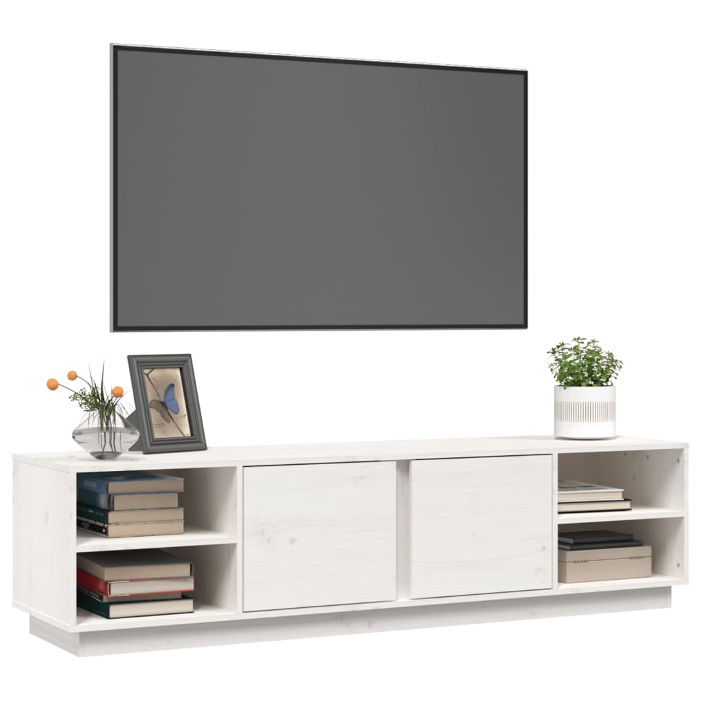 Mobile Porta TV Bianco 156x40x40 cm in Legno Massello di Pino - homemem39