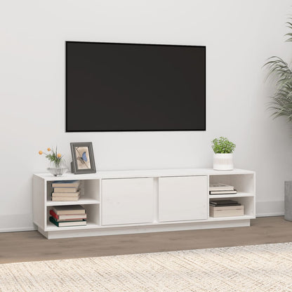 Mobile Porta TV Bianco 156x40x40 cm in Legno Massello di Pino - homemem39