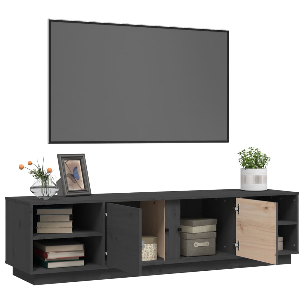 Mobile Porta TV Grigio 156x40x40 cm in Legno Massello di Pino - homemem39