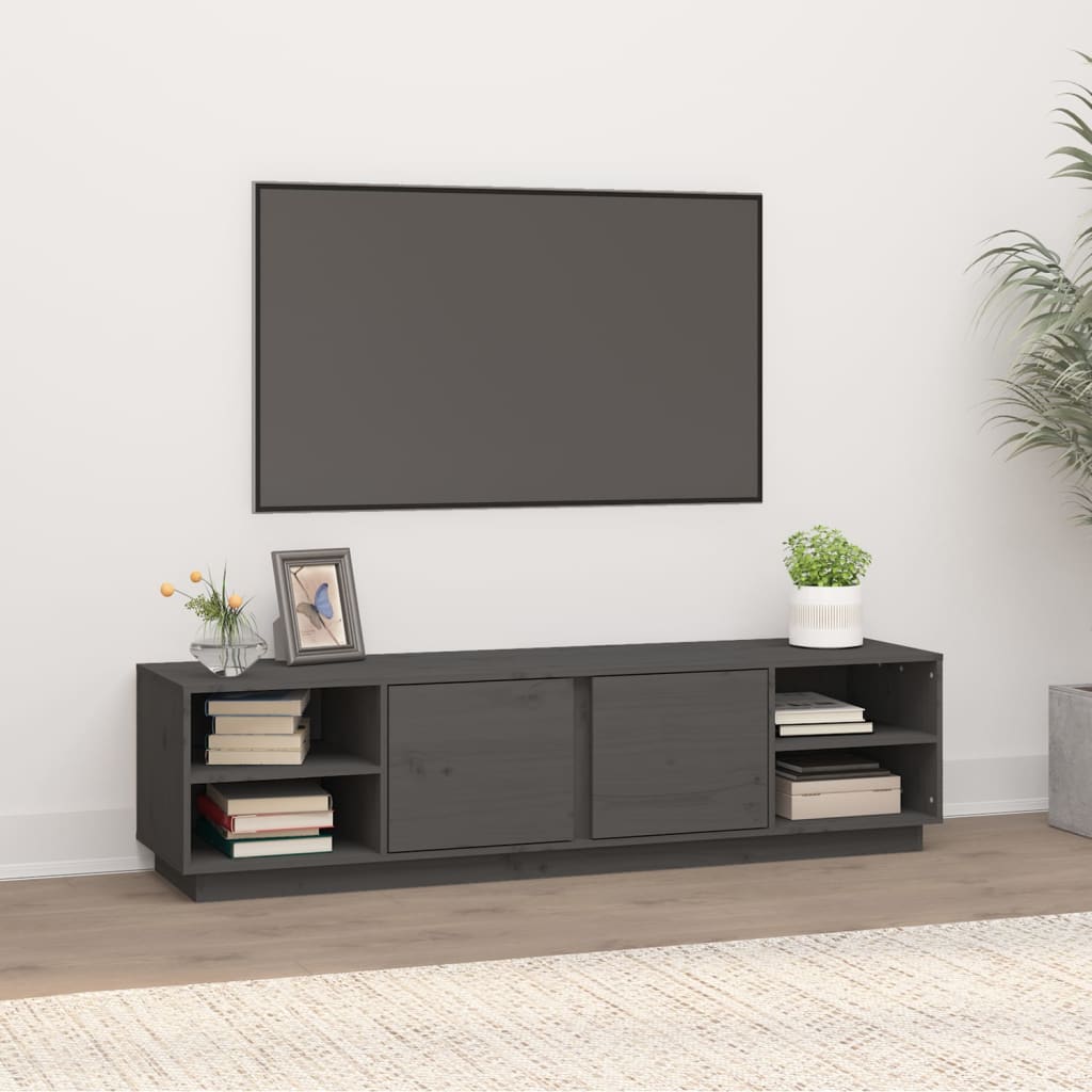 Mobile Porta TV Grigio 156x40x40 cm in Legno Massello di Pino - homemem39