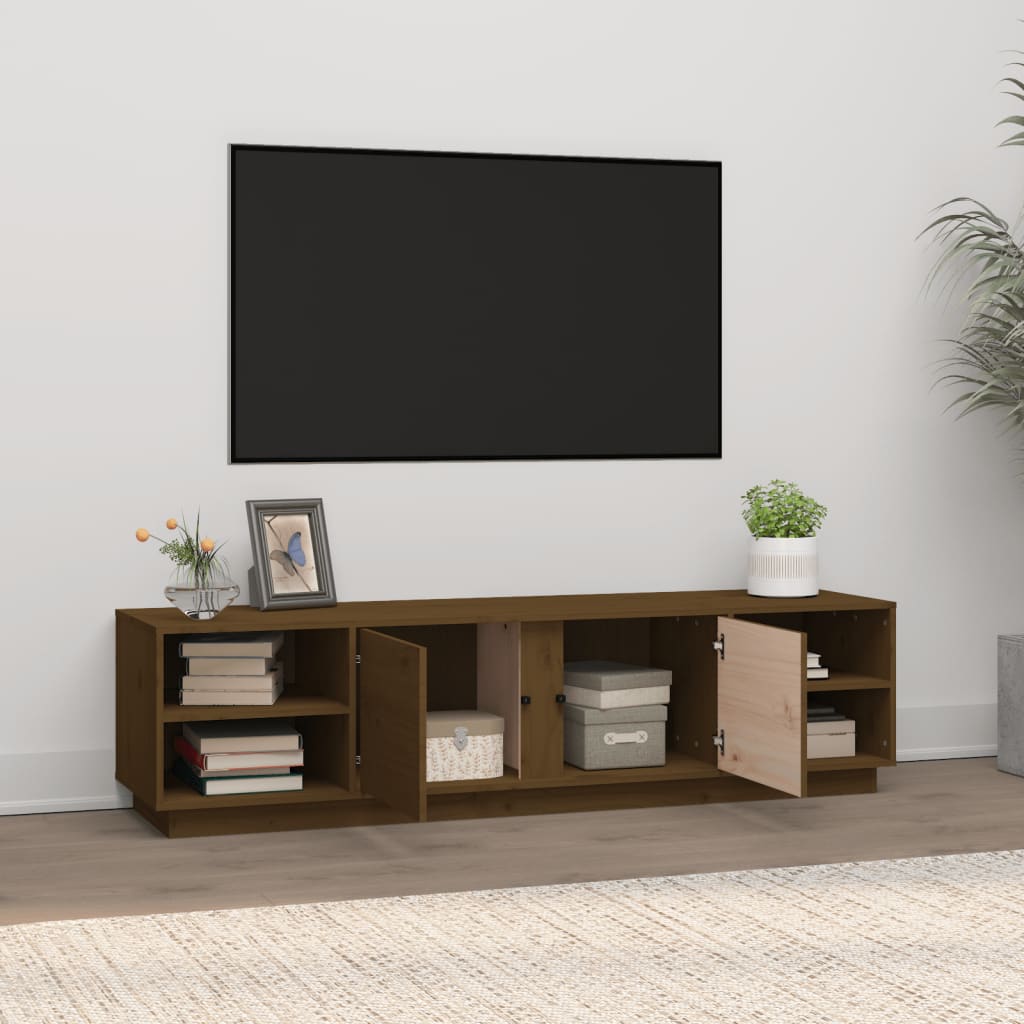 Mobile Porta TV Miele 156x40x40 cm in Legno Massello di Pino - homemem39