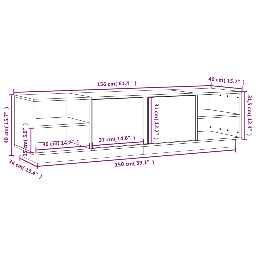 Mobile Porta TV Miele 156x40x40 cm in Legno Massello di Pino - homemem39