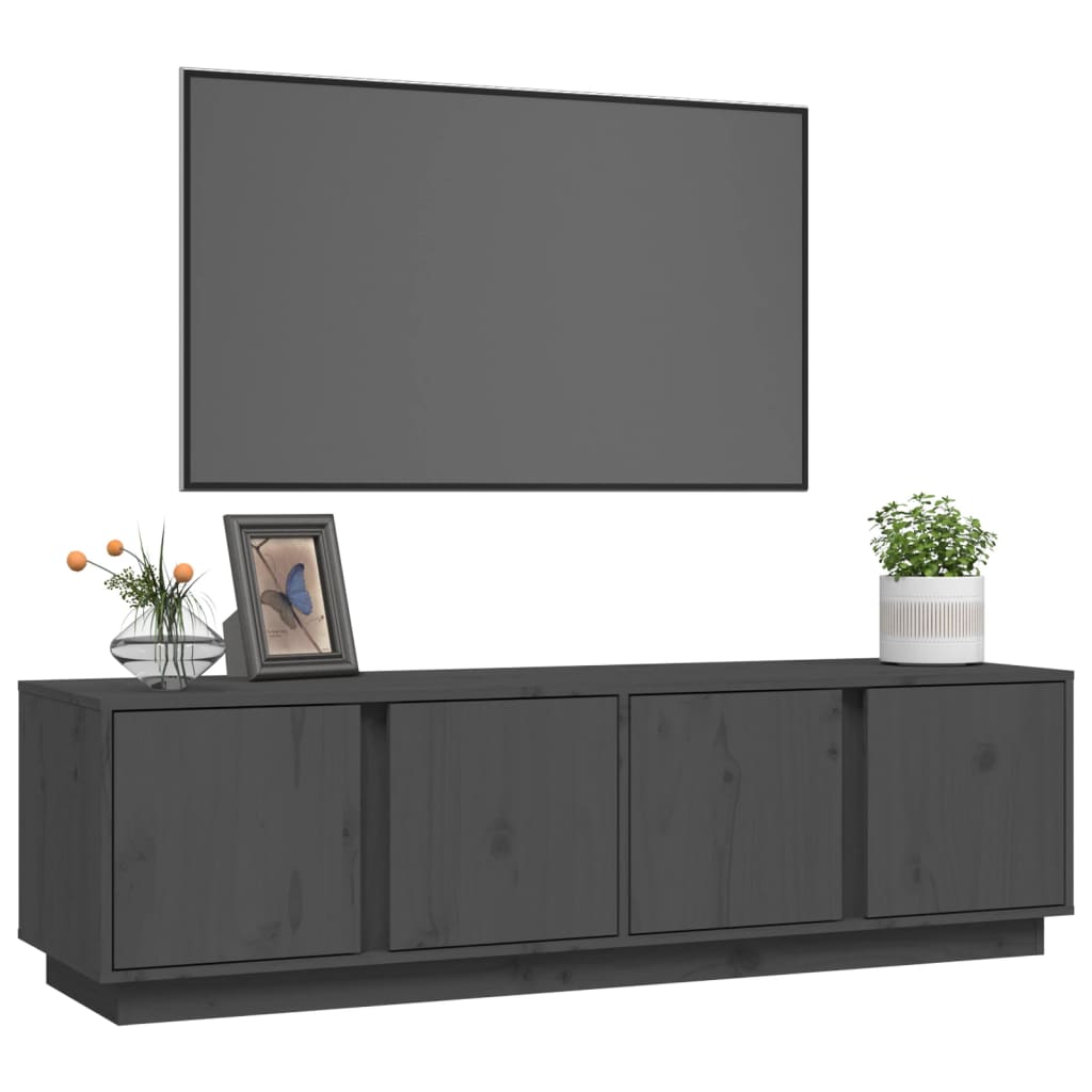 Mobile Porta TV Grigio 140x40x40 cm in Legno Massello di Pino - homemem39