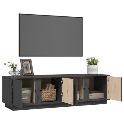 Mobile Porta TV Grigio 140x40x40 cm in Legno Massello di Pino - homemem39