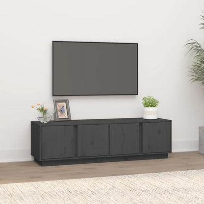 Mobile Porta TV Grigio 140x40x40 cm in Legno Massello di Pino - homemem39