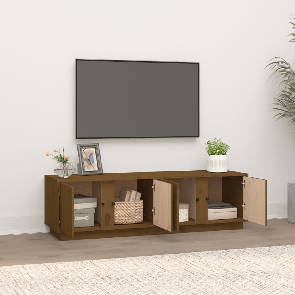 Mobile Porta TV Miele 140x40x40 cm in Legno Massello di Pino - homemem39