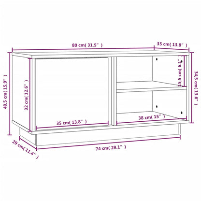 Mobile Porta TV 80x35x40,5 cm in Legno Massello di Pino - homemem39