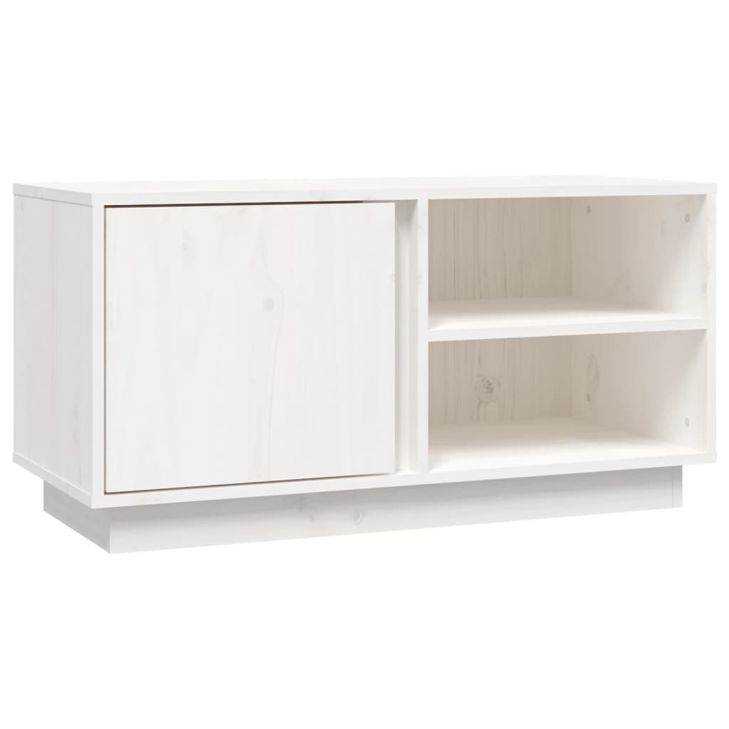 Mobile Porta TV Bianco 80x35x40,5 cm in Legno Massello di Pino - homemem39