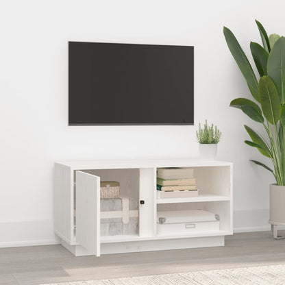 Mobile Porta TV Bianco 80x35x40,5 cm in Legno Massello di Pino - homemem39