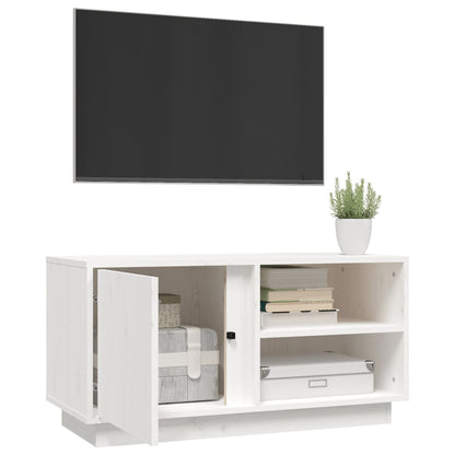 Mobile Porta TV Bianco 80x35x40,5 cm in Legno Massello di Pino - homemem39