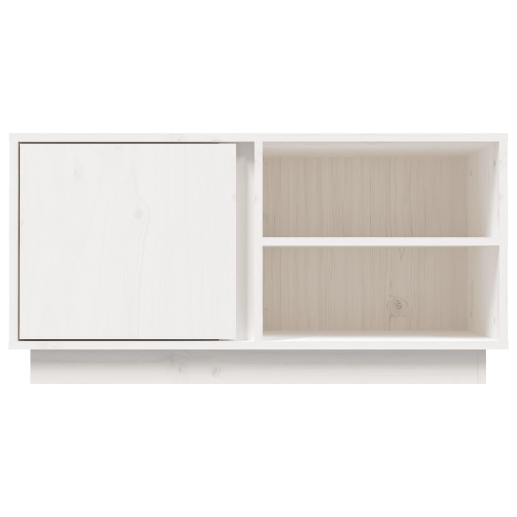 Mobile Porta TV Bianco 80x35x40,5 cm in Legno Massello di Pino - homemem39