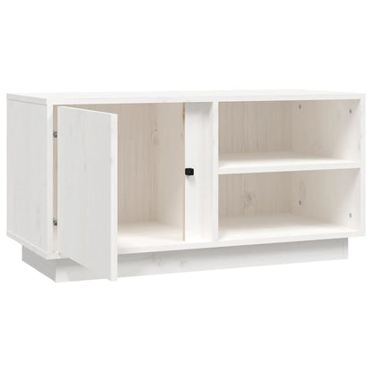 Mobile Porta TV Bianco 80x35x40,5 cm in Legno Massello di Pino - homemem39