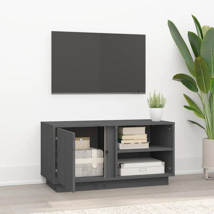 Mobile Porta TV Grigio 80x35x40,5 cm in Legno Massello di Pino - homemem39