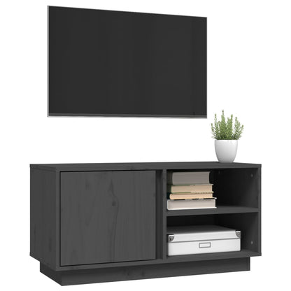 Mobile Porta TV Grigio 80x35x40,5 cm in Legno Massello di Pino - homemem39