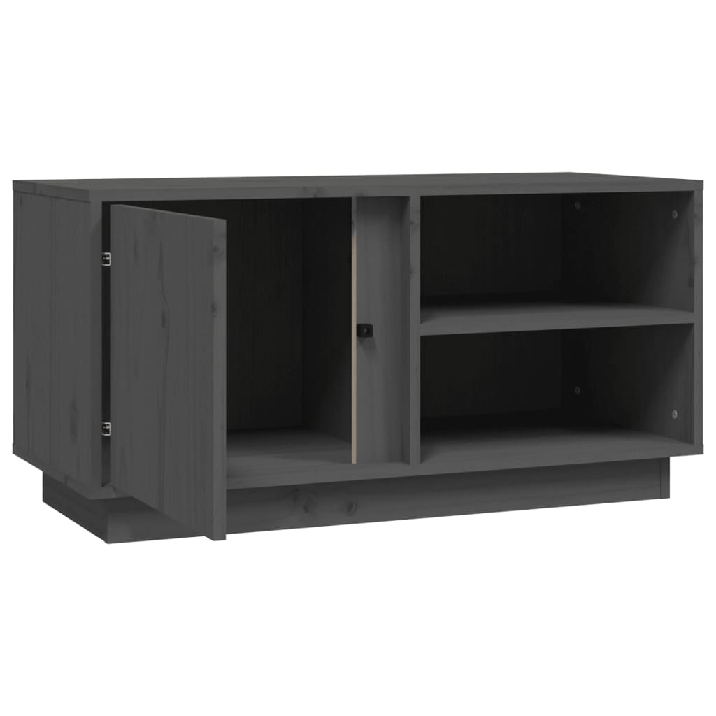 Mobile Porta TV Grigio 80x35x40,5 cm in Legno Massello di Pino - homemem39