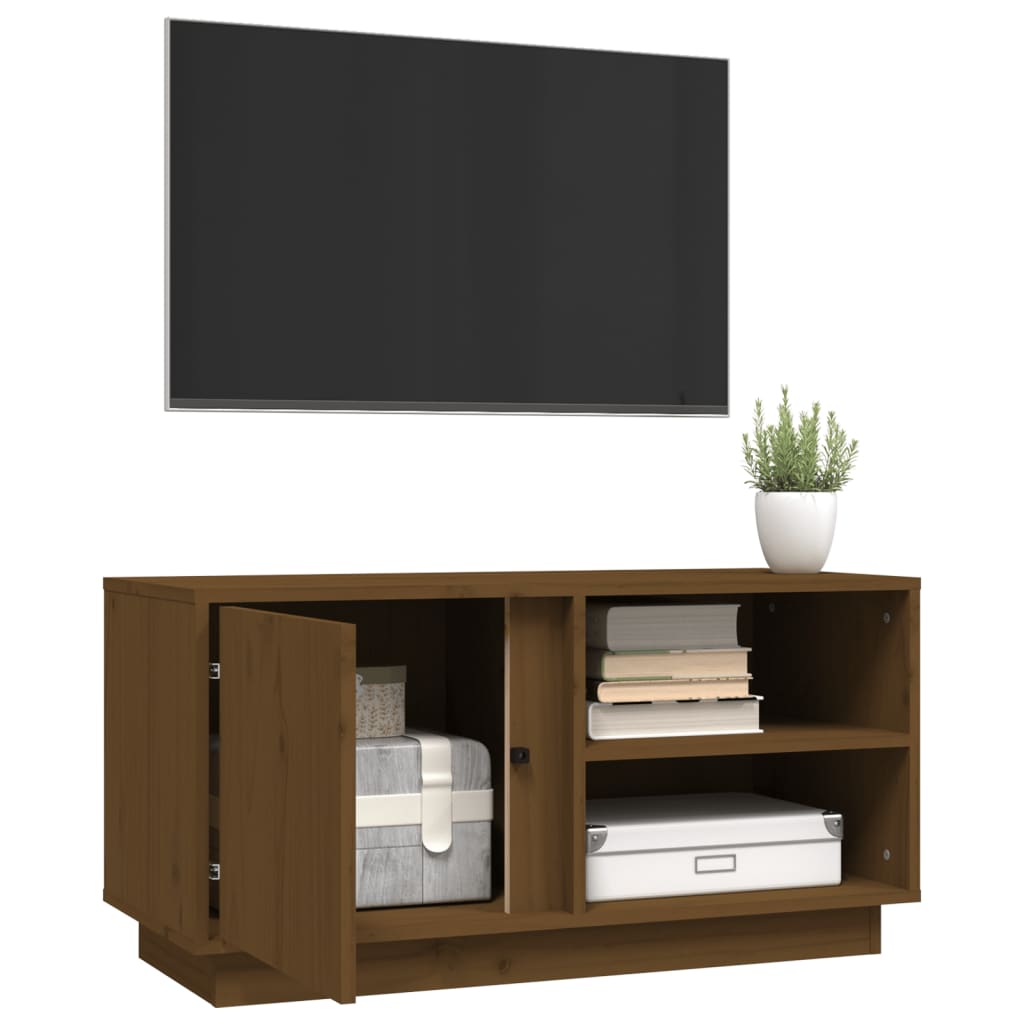 Mobile Porta TV Miele 80x35x40,5 cm in Legno Massello di Pino - homemem39