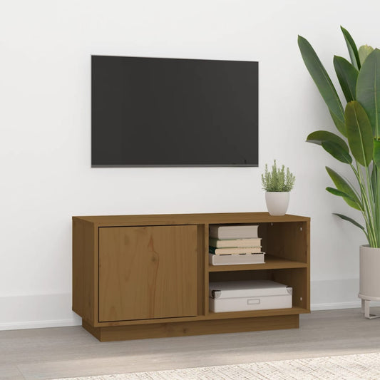 Mobile Porta TV Miele 80x35x40,5 cm in Legno Massello di Pino - homemem39