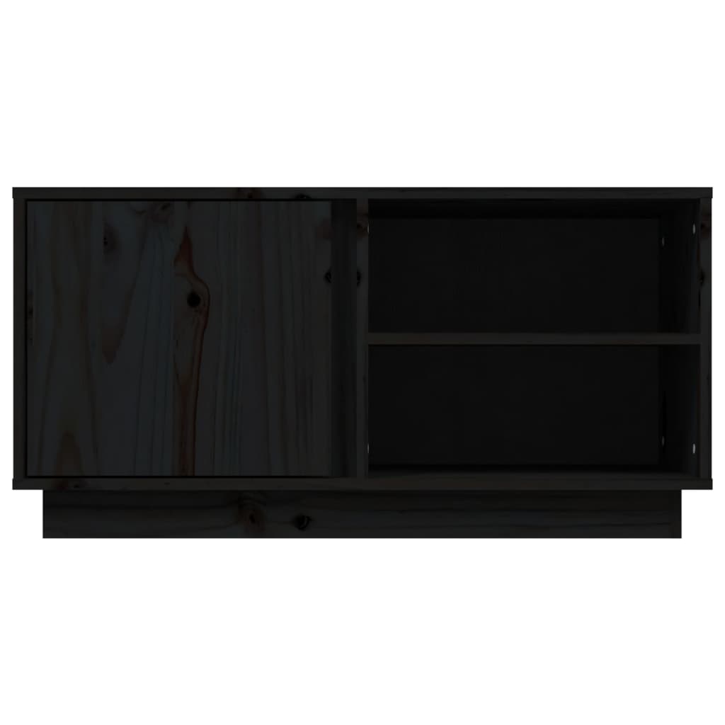 Mobile Porta TV Nera 80x35x40,5 cm in Legno Massello di Pino - homemem39