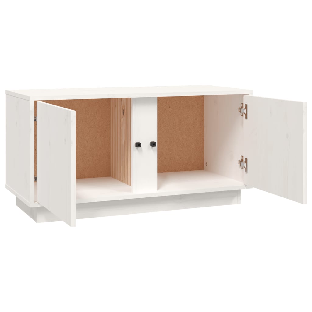 Mobile Porta TV Bianco 80x35x40,5 cm in Legno Massello di Pino - homemem39