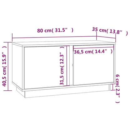 Mobile Porta TV Bianco 80x35x40,5 cm in Legno Massello di Pino - homemem39