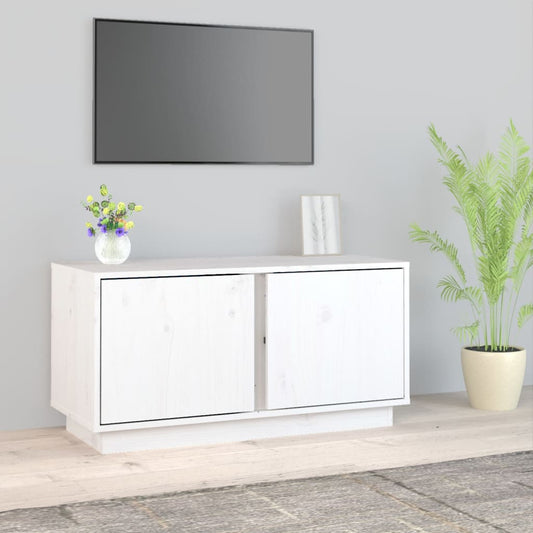 Mobile Porta TV Bianco 80x35x40,5 cm in Legno Massello di Pino - homemem39