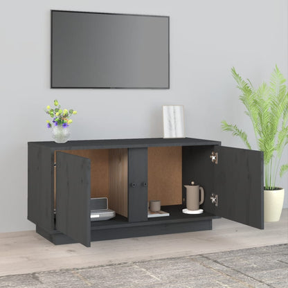 Mobile Porta TV Grigio 80x35x40,5 cm in Legno Massello di Pino - homemem39