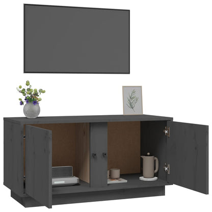 Mobile Porta TV Grigio 80x35x40,5 cm in Legno Massello di Pino - homemem39