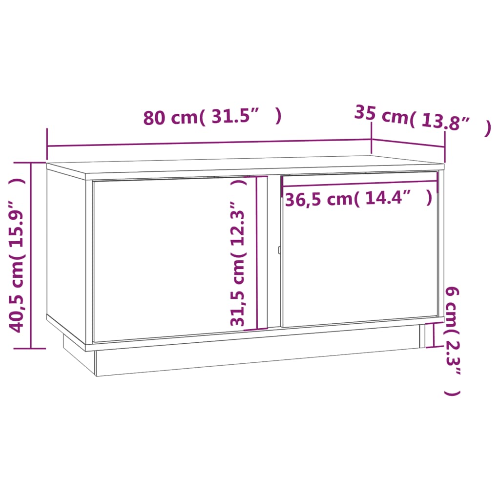 Mobile Porta TV Grigio 80x35x40,5 cm in Legno Massello di Pino - homemem39