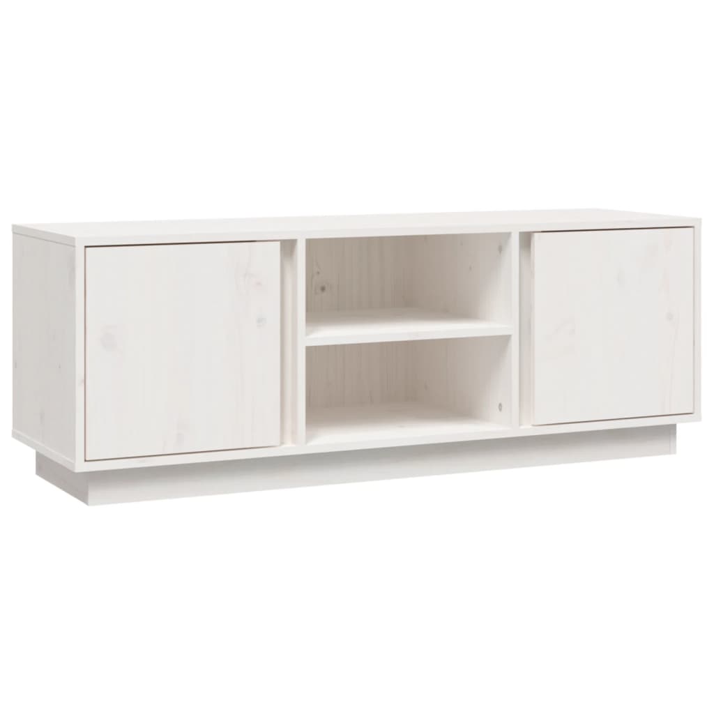 Mobile Porta TV Bianco 110x35x40,5 cm in Legno Massello di Pino - homemem39