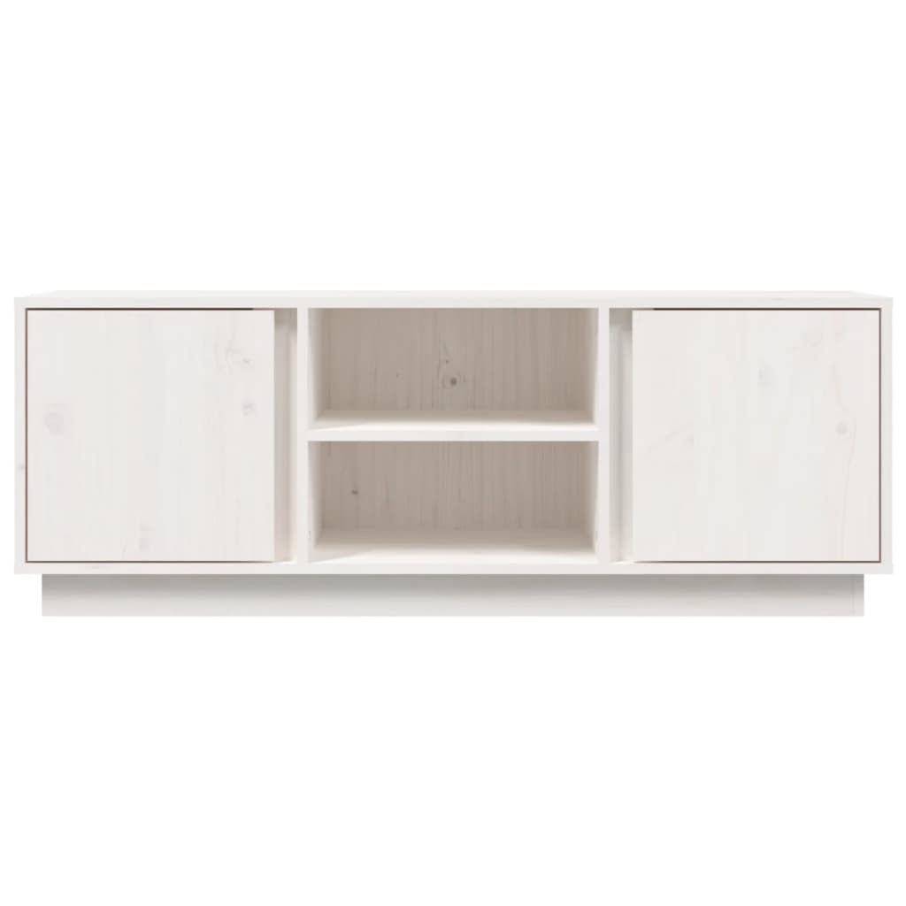 Mobile Porta TV Bianco 110x35x40,5 cm in Legno Massello di Pino - homemem39