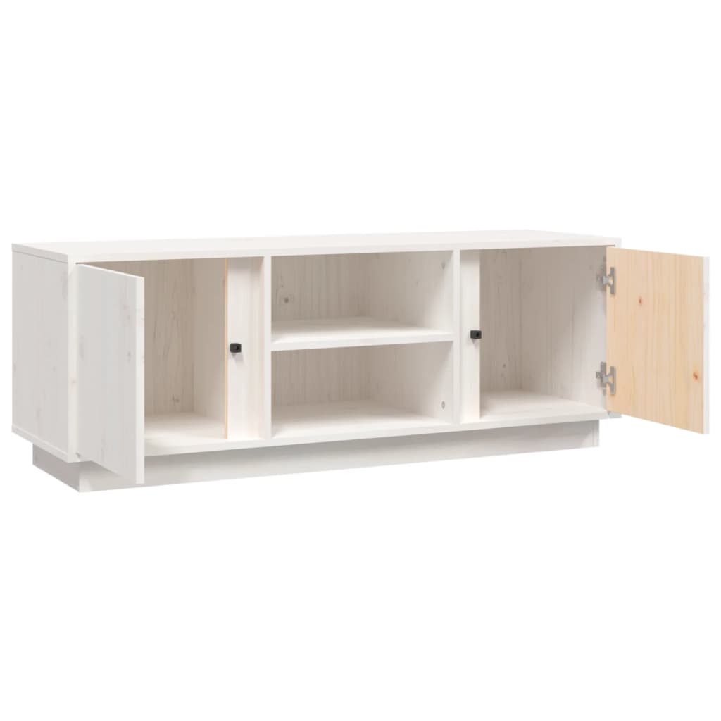 Mobile Porta TV Bianco 110x35x40,5 cm in Legno Massello di Pino - homemem39