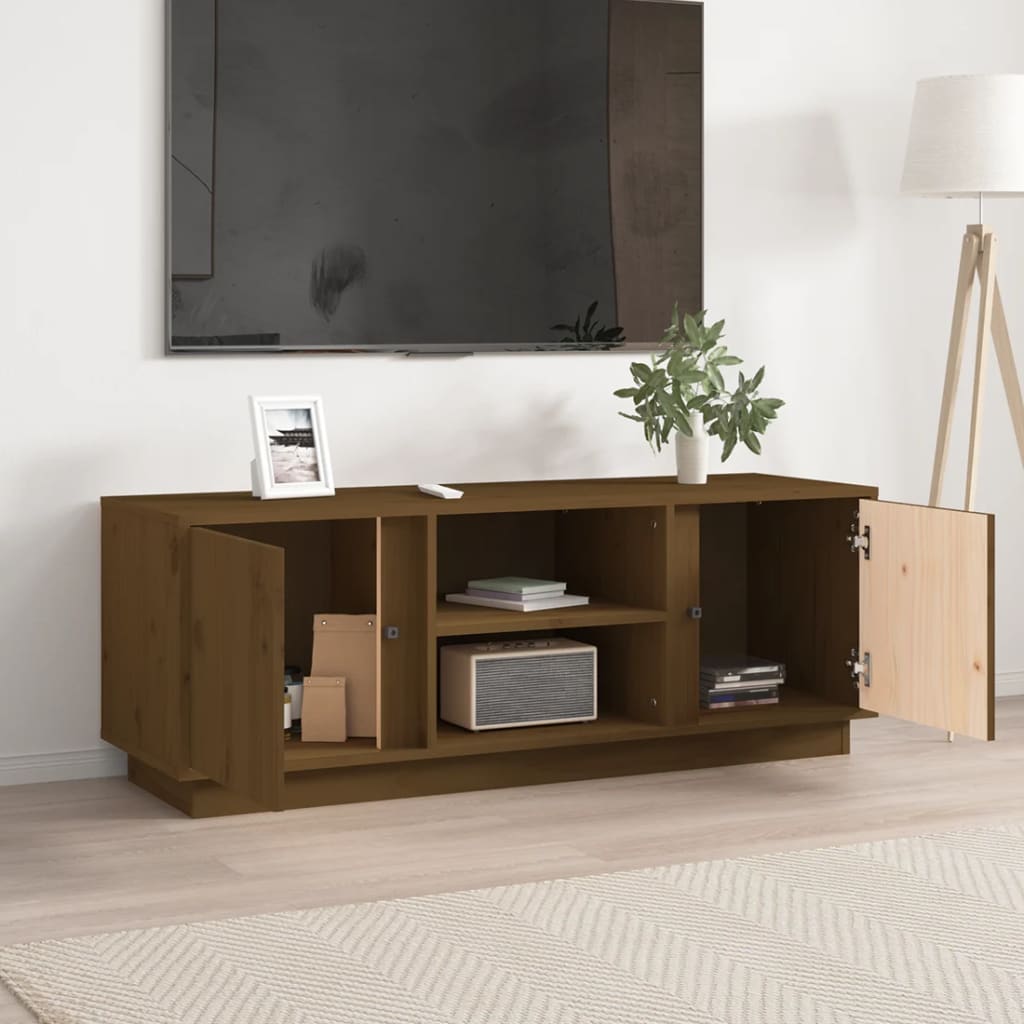 Mobile Porta TV Miele 110x35x40,5 cm in Legno Massello di Pino - homemem39