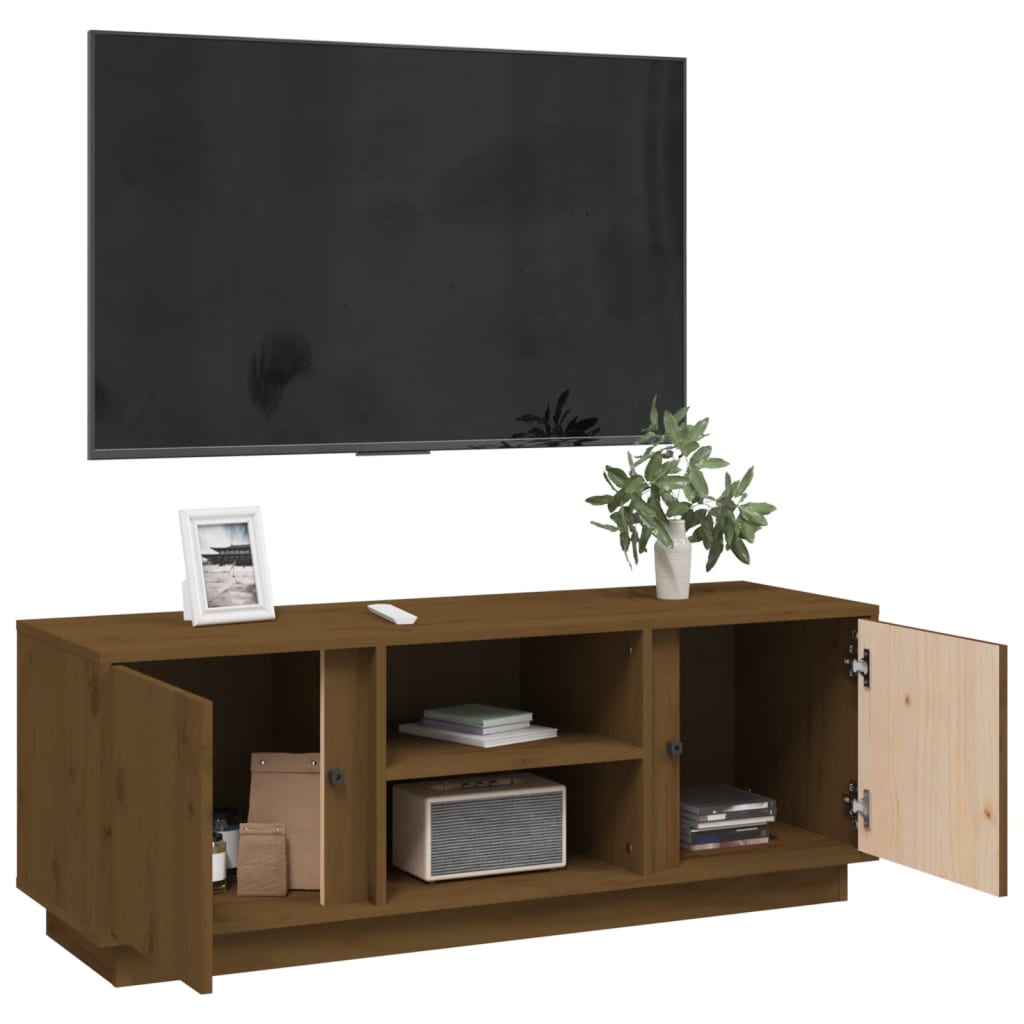 Mobile Porta TV Miele 110x35x40,5 cm in Legno Massello di Pino - homemem39