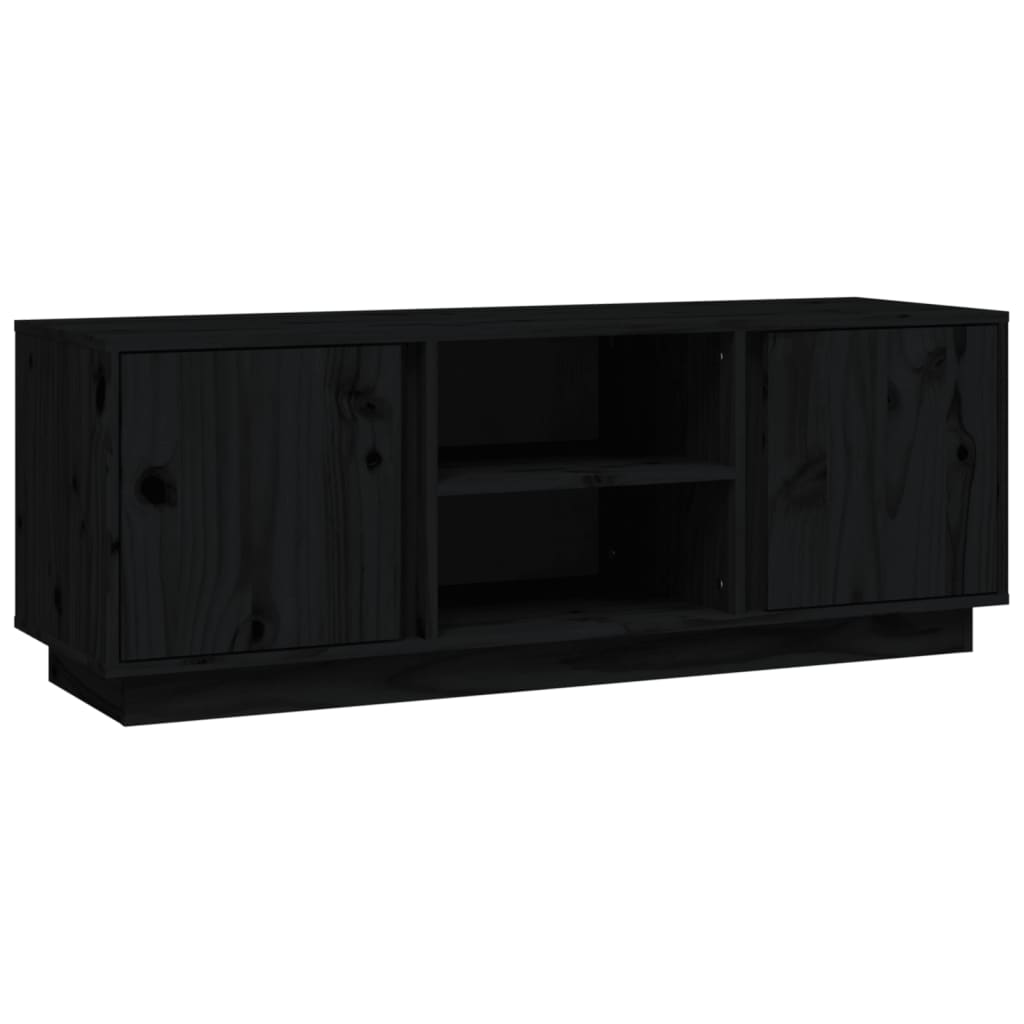 Mobile Porta TV Nera 110x35x40,5 cm in Legno Massello di Pino - homemem39