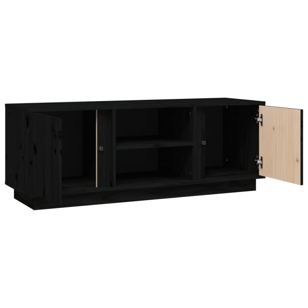 Mobile Porta TV Nera 110x35x40,5 cm in Legno Massello di Pino - homemem39