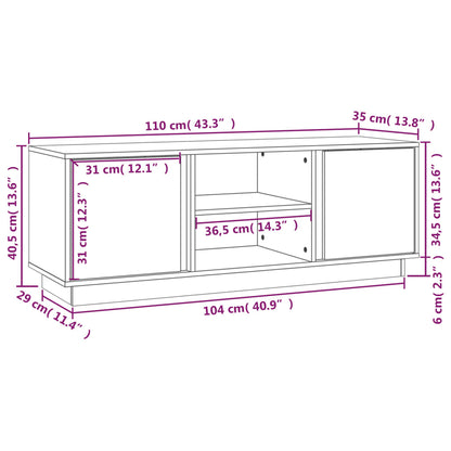 Mobile Porta TV Nera 110x35x40,5 cm in Legno Massello di Pino - homemem39