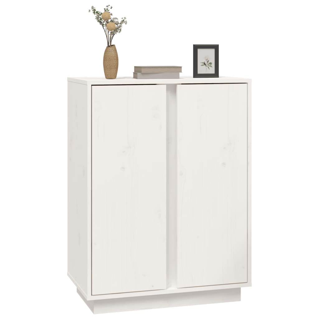 Credenza Bianca 60x35x80 cm in Legno Massello di Pino - homemem39