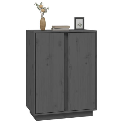 Credenza Grigia 60x35x80 cm in Legno Massello di Pino - homemem39