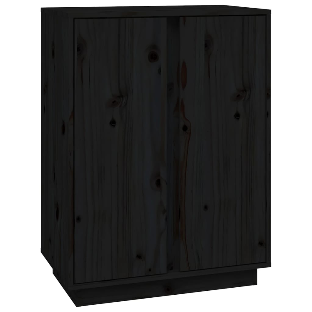 Credenza Nera 60x35x80 cm in Legno Massello di Pino - homemem39