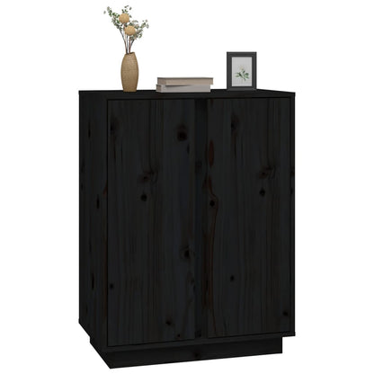 Credenza Nera 60x35x80 cm in Legno Massello di Pino - homemem39